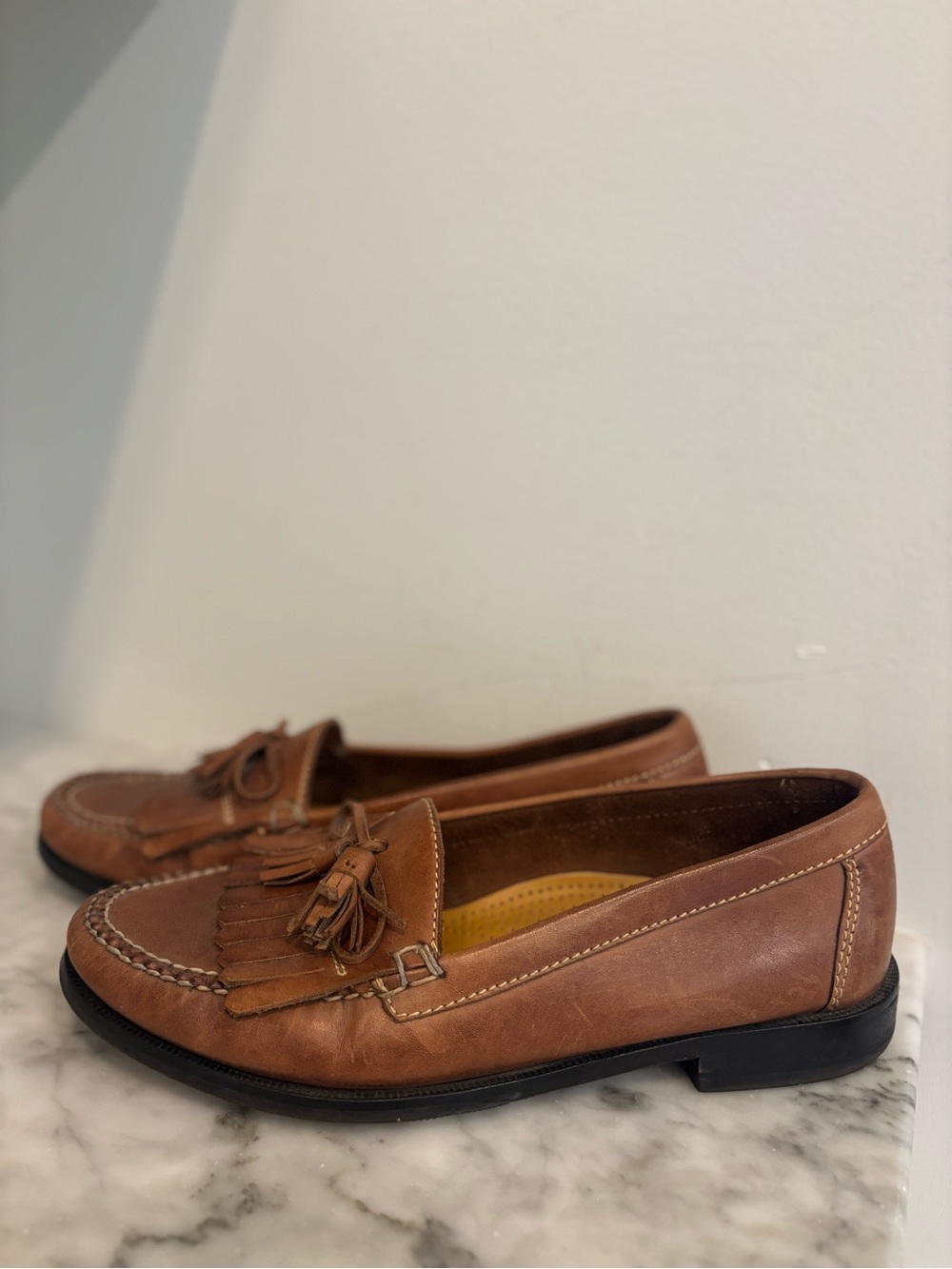 Cole Haan Tan Leather Tassel Kiltie Loafers